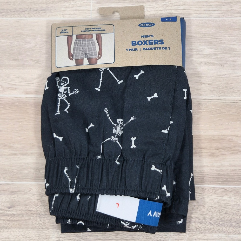 New In Package ~ Old Navy Cotton Skeleton Boxers ~ Halloween ~ Mens Large 36/38